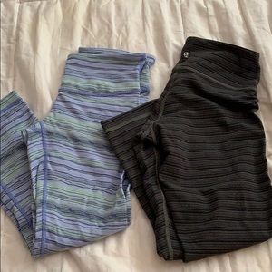 Two pairs of stripped lululemon legging (mid-calf)